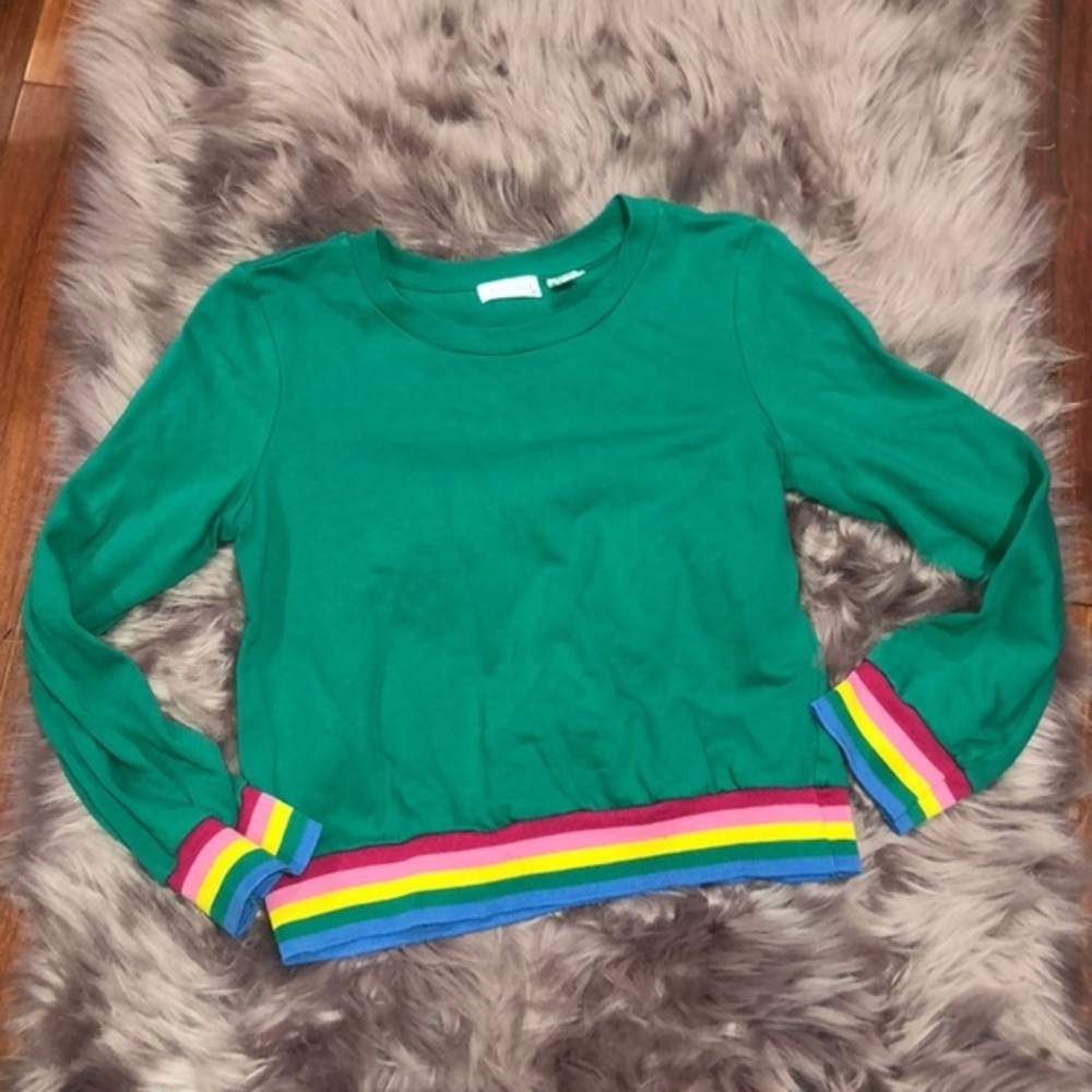 Full tilt girls green rainbow sweatshirt